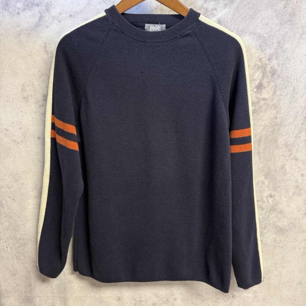 Vintage Y2K Utility Knit Crew Neck Sweater Men’s Medium Skate Grunge Stripe Blue